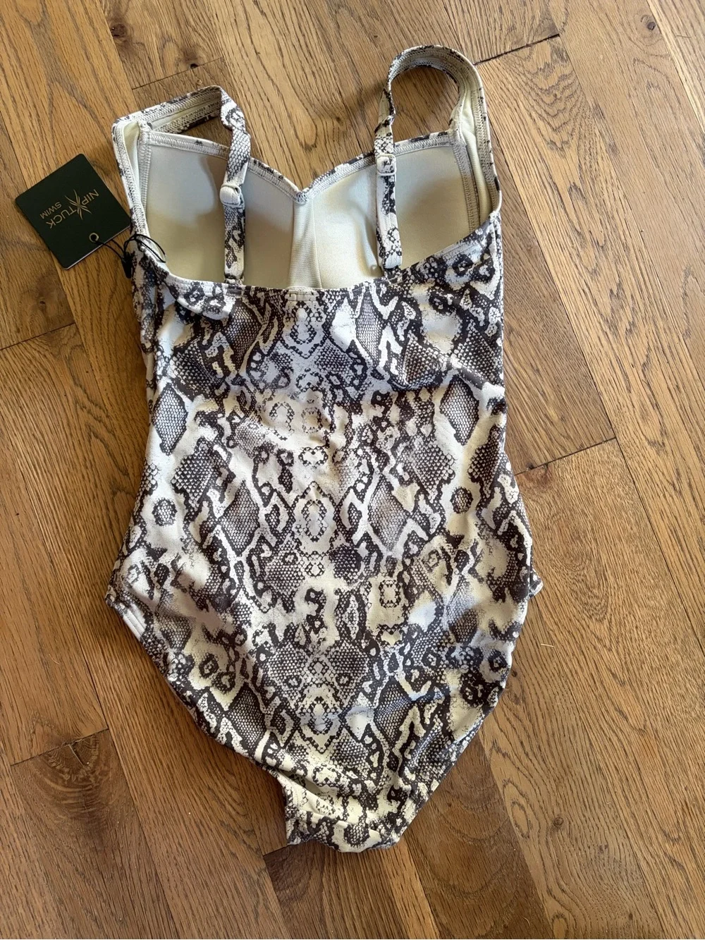 NIP TUCK SWIM natural python snake print one piece tummy control swimsuit NWT